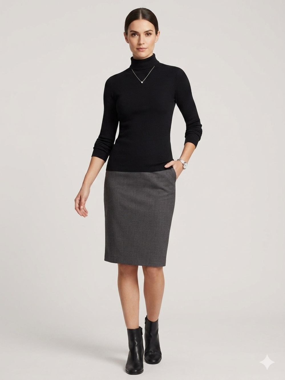 Theory Black Ribbed Long Sleeve Mock Neck Turtleneck Top - Size S/P